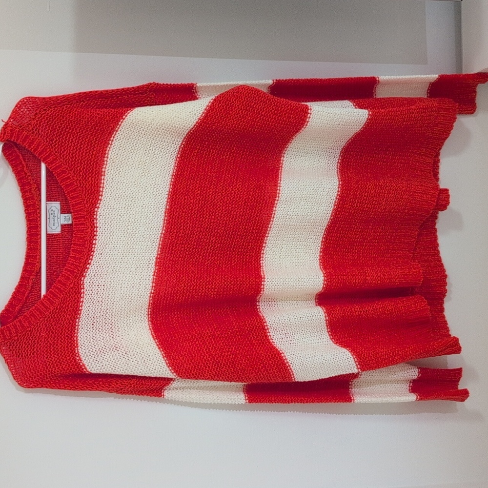 Mud Pie Striped Oversized Sweater - Red - Size S/M (Listed as Small)